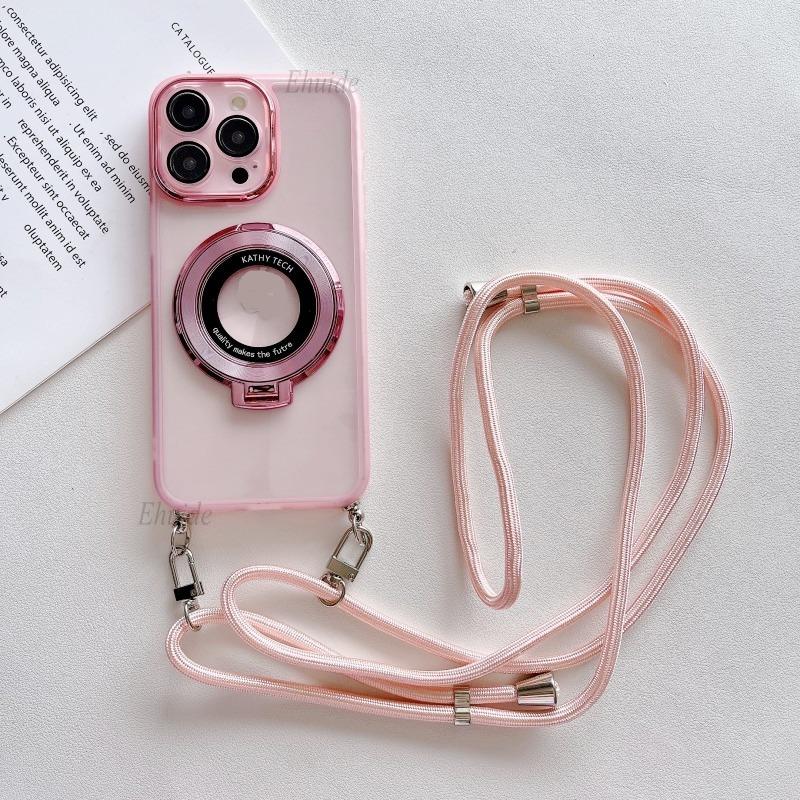 

Crossbody Strap Lanyard Case For iPhone 15 Pro Max 14 Plus 11 12 13 Pro X XR XS Max Clear TPU Magnetic Wireless Charging Cover for iPhone 15&Case & Strap