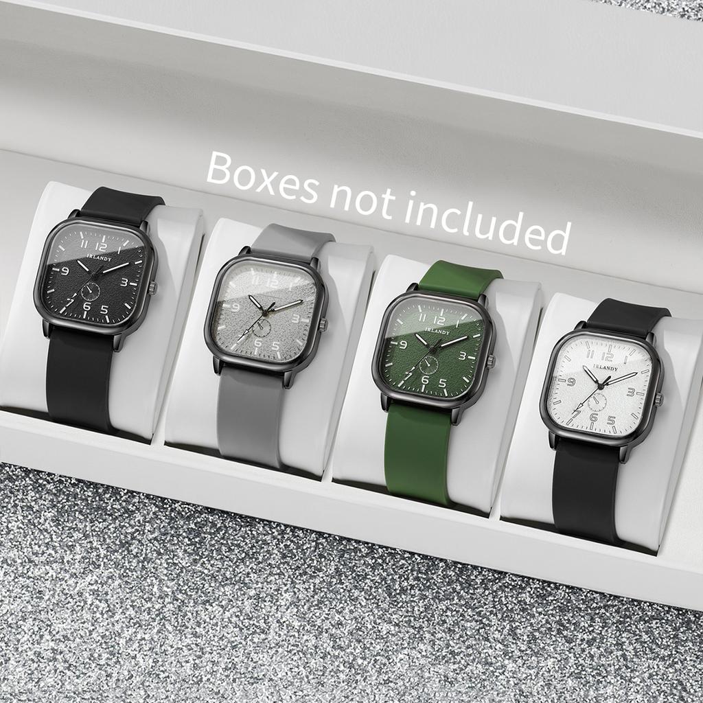 4pcs/set Women's Watch Elegant Style Silicone Square Digital Scale Dial Trendy Fashion Quartz Watch Combination Set (No Box))