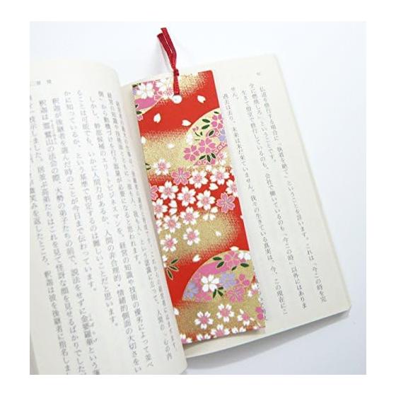 Washi Kawasumi Yuzen Washi Stencil Dye Bookmark Set of 6, Assorted Cherry Blossoms