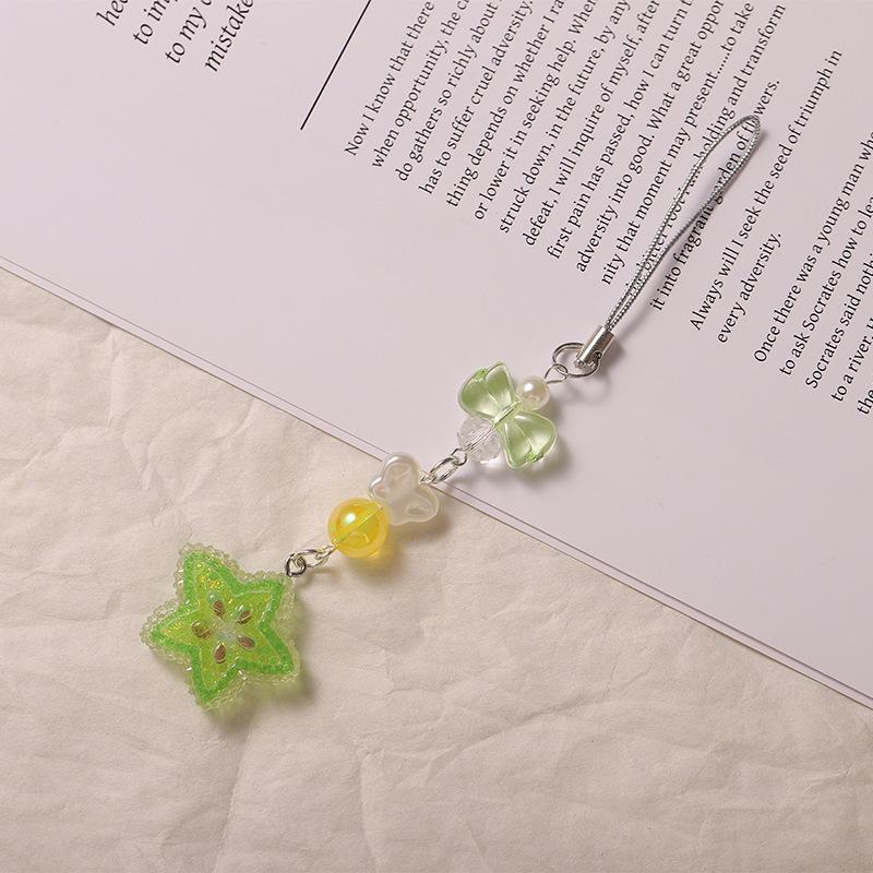 Милый Девушка Алмаз Блестящий Фрукт Бусины Телефон Шарм Шнурок