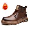 Fashion 2024 British Style Men's Genuine Leather Casual Shoes Winter High Cut Workwear Shoes Men's Business Casual Shoes Thick Sole
