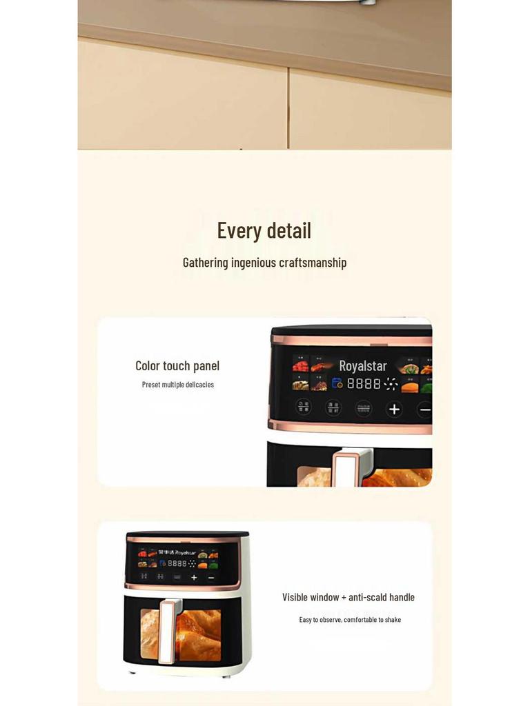 Rongshengda Smart Multifunctional Air Fryer Oven - Large Capacity, Fully Automatic, Electric Visual Fryer for Home Use