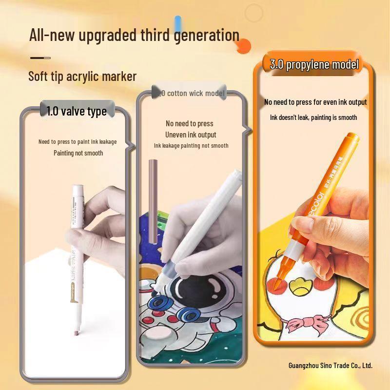 Acrylic Soft Tip Watercolor Pen for Kids - Non-Bleeding, Ideal for Layering on Special Paper.