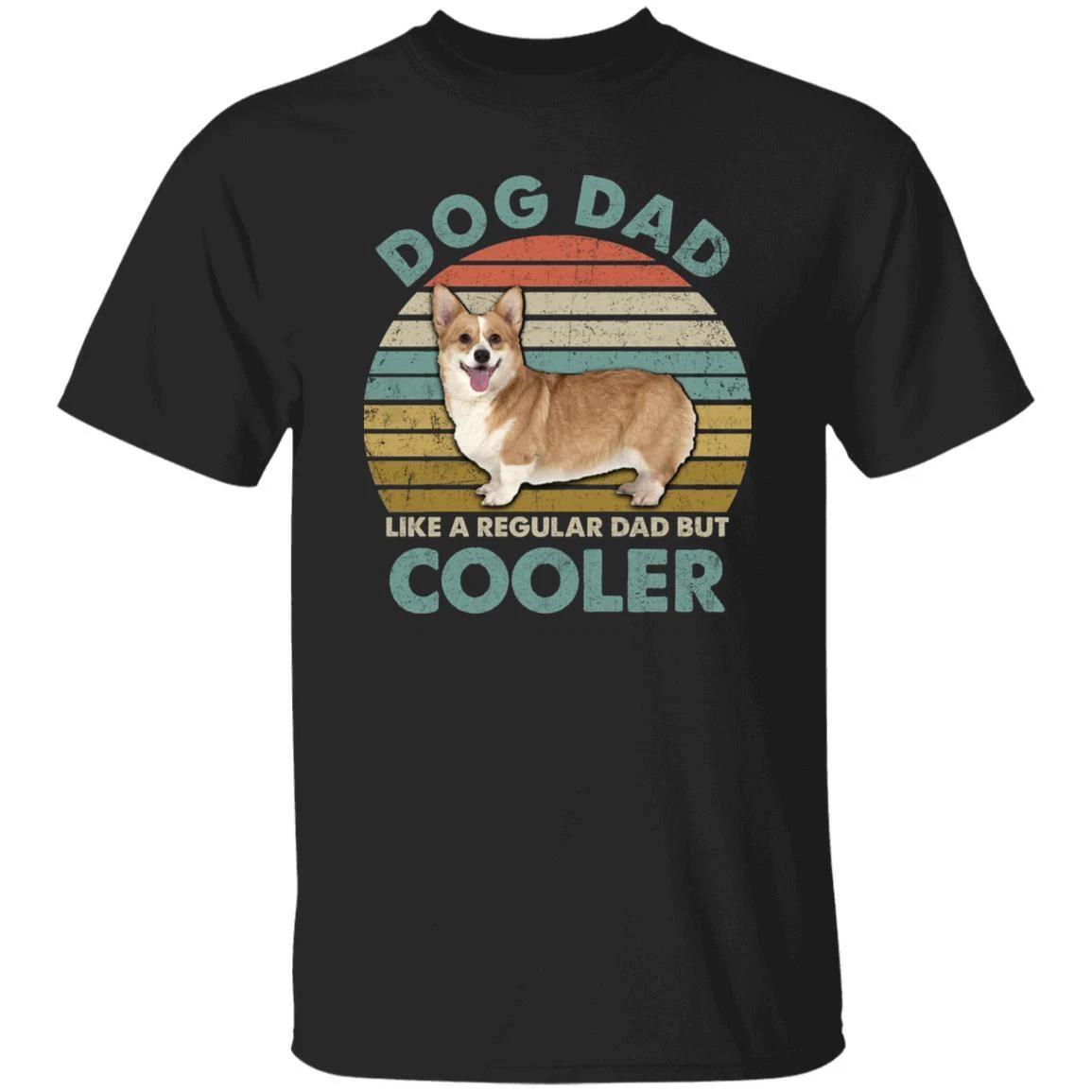 Retro dog dad cooler T-Shirt gift Corgi Dog owner Unisex tee Black Navy Dark Hea S