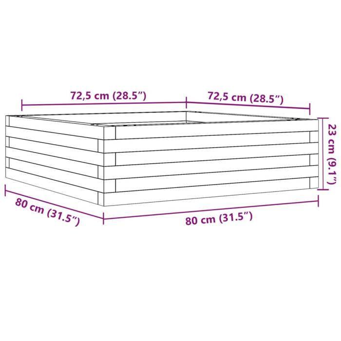 VidaXL Jardinière blanc 80x80x23 cm bois de pin massif, jardinière d'extérieur, bac à fleurs, boîte à plantes, jardinière de 847199