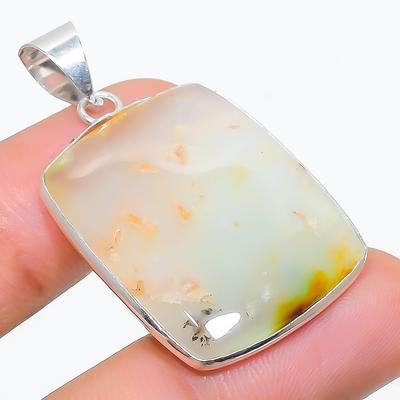 Natural Montana Agate Gemstone 925 Sterling Silver Gift Pendant 1.65" d7S01