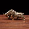 Brass Lucky Bull Statue, Copper Animal Figurine for Home & Office Desk Decor, Wealth Bring Ornaments