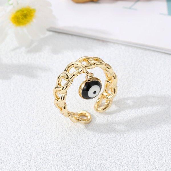 Luxury Double Layer Zircon Rings for Women Punk Metal Ball Tassel Link Chain Opening Ring 2026 New Trend Couple Wedding Jewelry