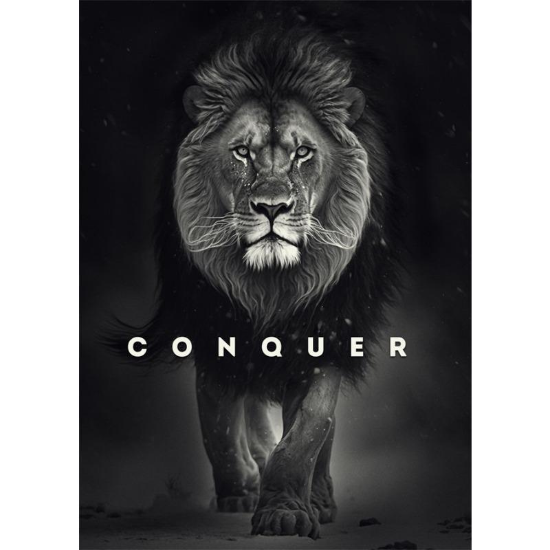 

Мотивационный постер с изображением животных. Мотивационный постер «Пантера Лев». Печать на холсте. Картина на холсте. Фокус «Побеждай, бесстрашный». Настенный декор. 21cm×30cm NoFrame