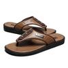 Fashion Summer New PU Leather Flip Flops Casual Clip On Men's Shoes Beach Slippers Outdoor Breathable Comfortable Men Simple Sandals