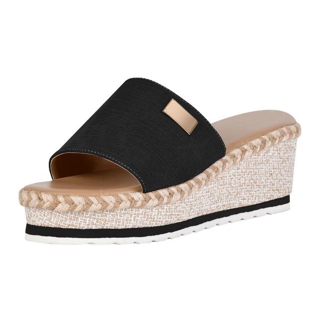 Summer Wedges Slippers Platform High Heels Women Slipper Ladies Outside Shoes Basic Clog Wedge Slipper Flip Flop Sandals
