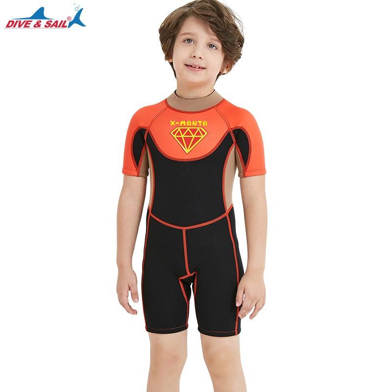 2.5mm Kids Boys Short Sleeve Full Wetsuit Snorkeling Swimming Surfing Rafting UV Protection