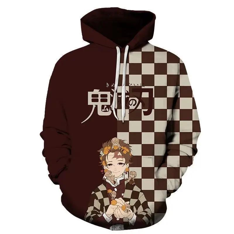 Höst Vinter Barn Demon Slayer Hoodie Män Japansk Tecknad Tröja Vuxen Casual Huvtröja Kläder Pojkar Flickor Mode Ytterplagg
