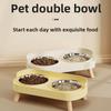 Cat Bowl, Ceramic Double Bowl, Anti-tipping Pet Bowl, Water and Food Integrated Stainless Steel Dog Bowl, Neck Guard Bowl