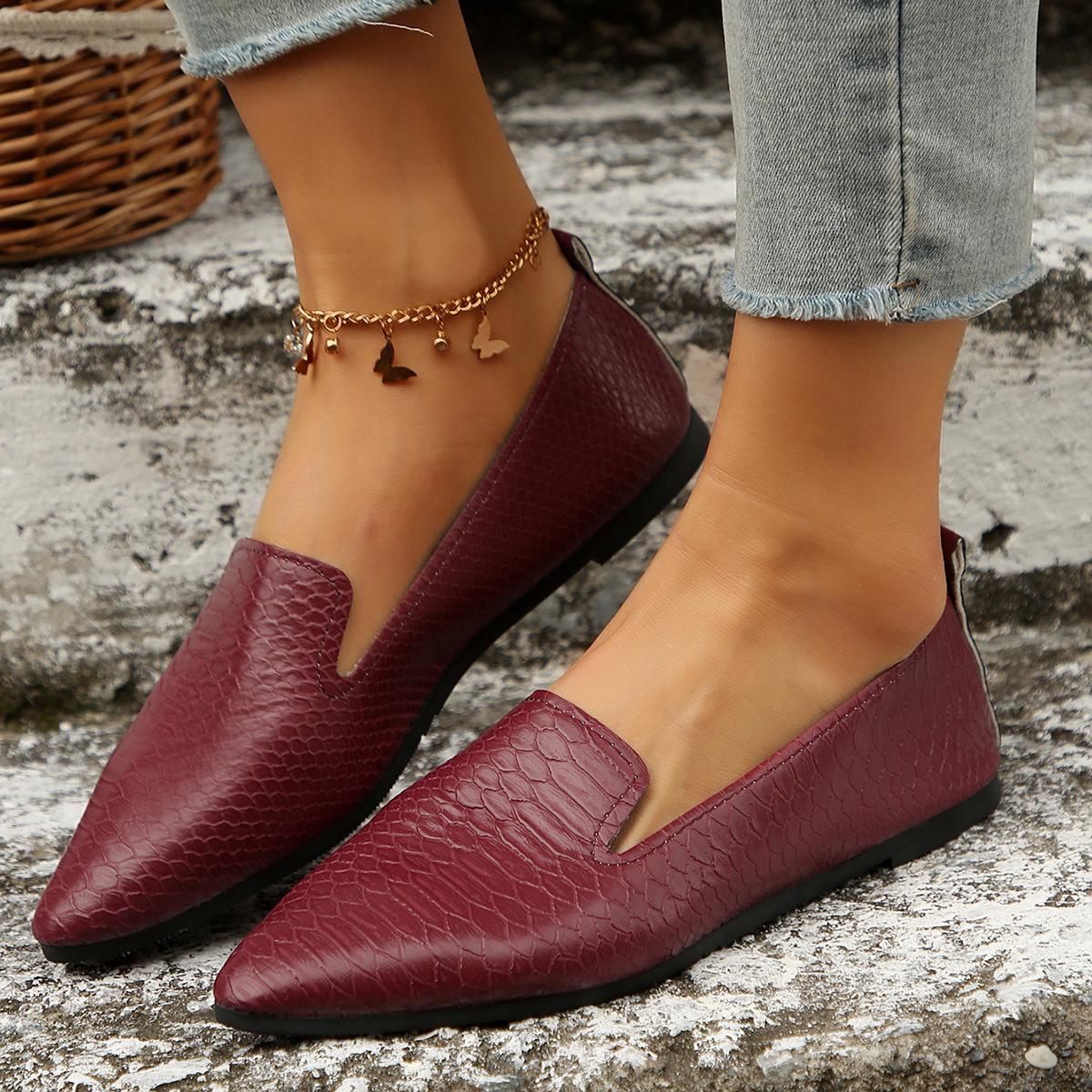 

Basic pointed flat shoes women s shallow mouth versatile thin single shoes Internet celebrity flat heel soft sole Doudou shoes work ladyshoes 43 бордовий