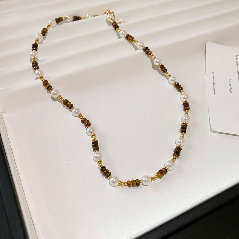 Han Luo 18K Gold-Plated Tiger Eye Necklace - Retro, High-End Clavicle Chain Accessory