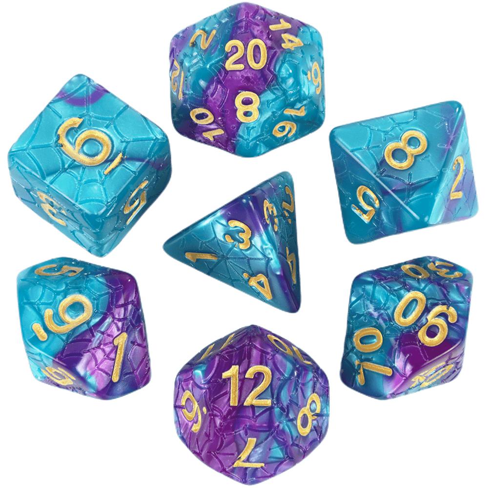 

Набор из 7 разноцветных кубиков DND, многогранные кубики с гравировкой и эффектом паутины для настольной игры DND RPG Magic Gathering D&D Dice