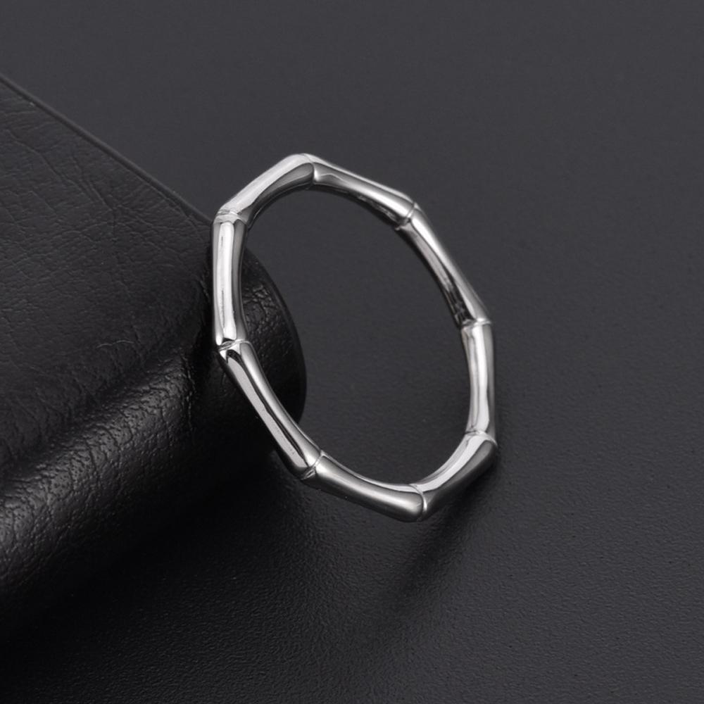 Titanium Steel Bamboo-Inspired Minimalist Ring 18K Gold Plated Slim Pinky Jewelry Korean Style Hypoallergenic Unisex Rings