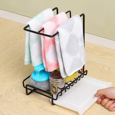 Multi-functional Kitchen Dishcloth Storage Rack Removable Drip Tray Dish Drying Rack  Kitchen Use