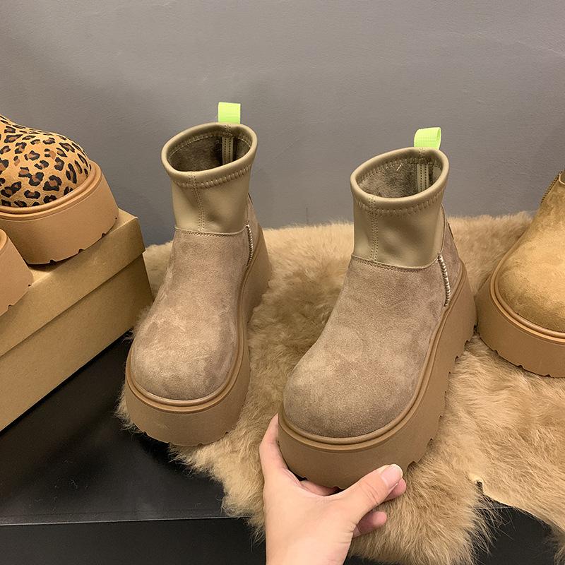 Fur Integrated Soft-soled Snow Boots Women's Autumn and Winter 2025 New Thick-soled Non-slip Piled Thickened Cotton Shoes Short Boots