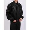 Men Loose Casual Short Pu Leather Turn Down Collar Street Fashion Jacket
