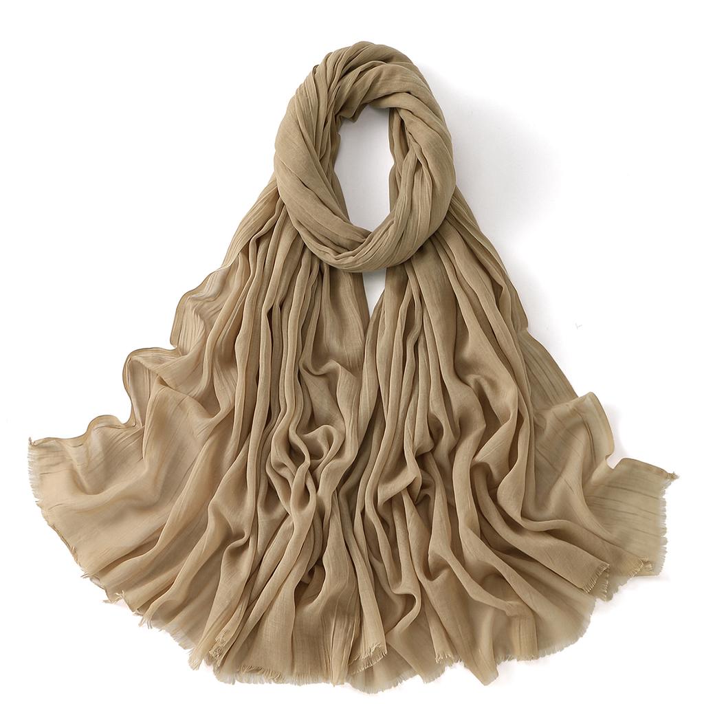 Muslim Cotton Rayon Hijab Solid Color Plain Scarf Women Soft Cotton Viscose Thin Voile Shawl Remove Edge Headscarf Turban