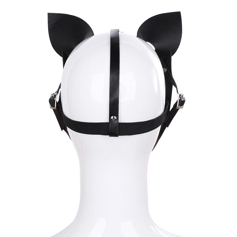 Black PU Leather Cat Face Mask