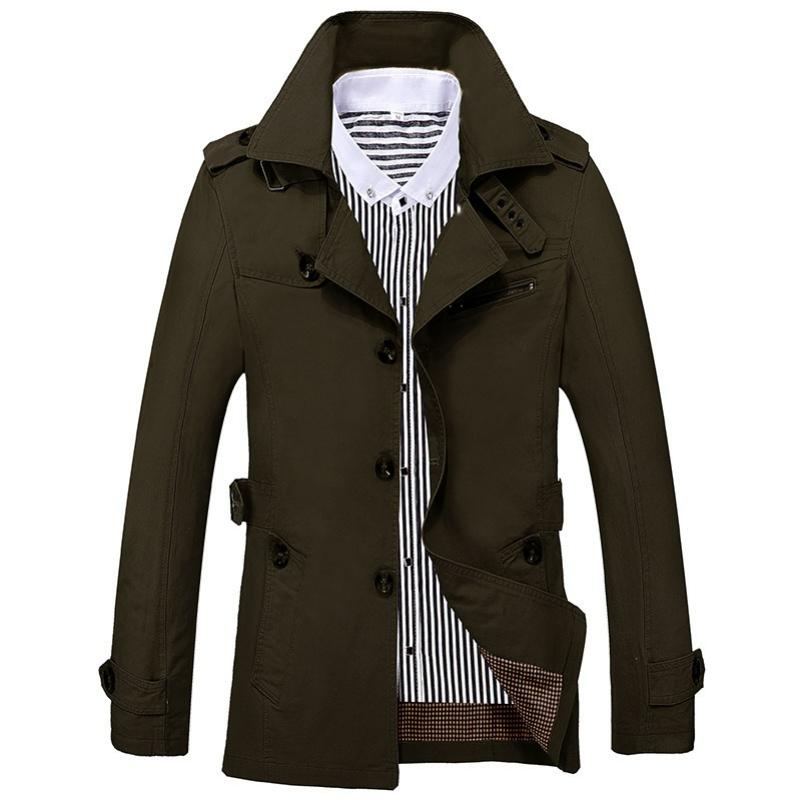 Autumn Men's Casual Windbreaker Mid-length Trendy Large Size Men's Cotton Jacket Men's Jacket