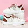 Lace-up White Shoes Casual Sneakers for Women PU Leather Walking Shoes Breathable Daily Flats Men Casual Sports Shoes Waterproof