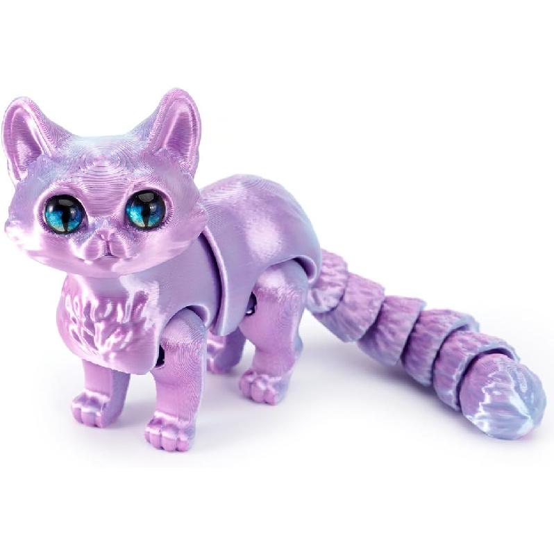 3D Printed Cat, Articulated Black Cat Toys for Adult, 3D Print Animals Fidget Toys Decor for Stress Relief, 3D Printing Cute Cat Desktop Pet (Light