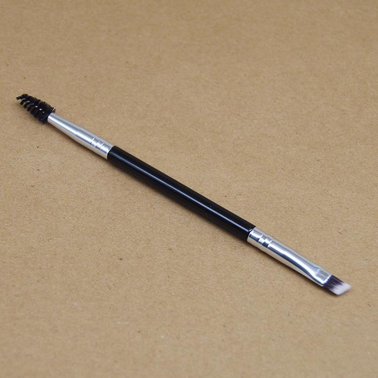 Double-head Eye & Brow Makeup Brush Set: Eyeshadow Sponge, Angled Brow Brush, Mascara Curler, Spiral Brush