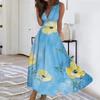 Women's Summer Fashion Retro Print V-Neck Sleeveless Long Dress