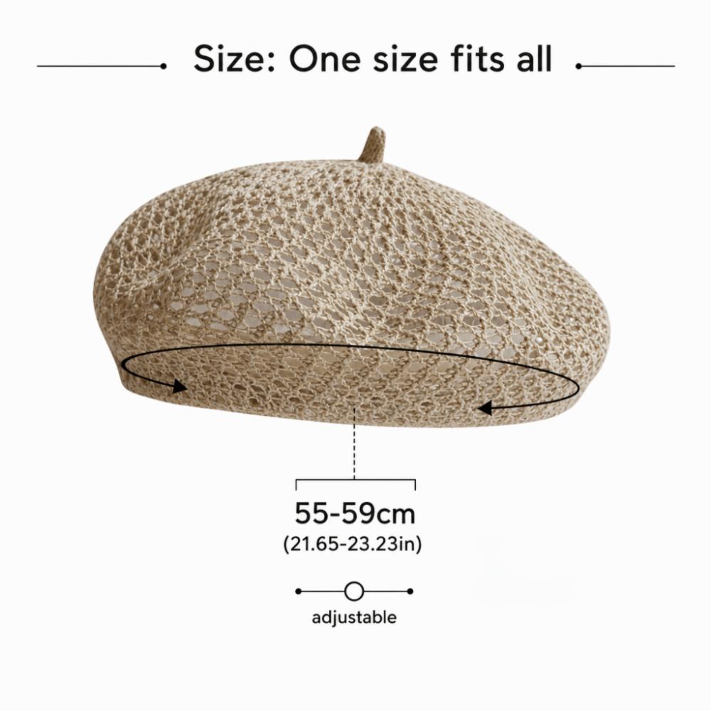 Solid Color Hollow Beret Hollow Knitted Pumpkin Hat Casual Painter Hat Women