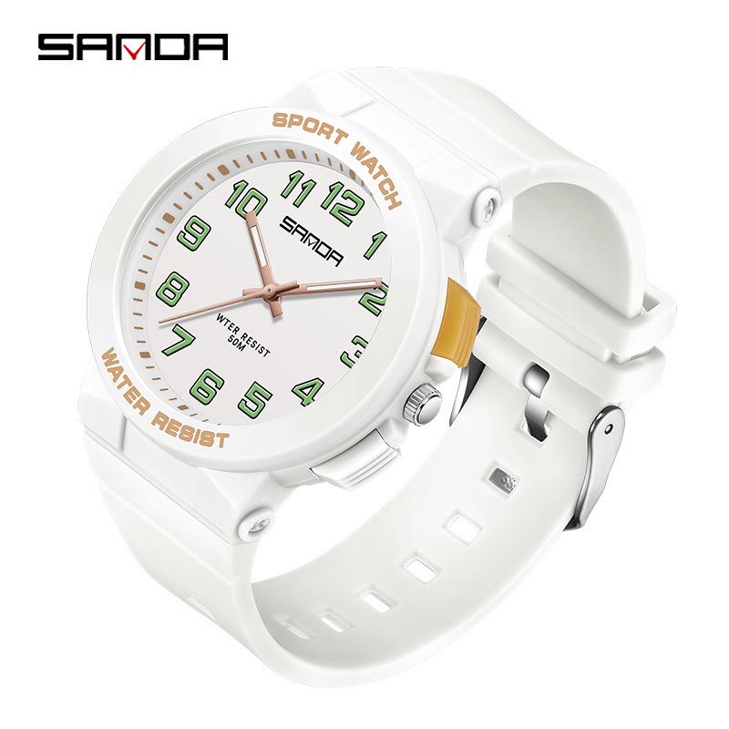 Sanda Trendy Luminous Waterproof Quartz Watch for Teens - Simple, Versatile Pointer Style.