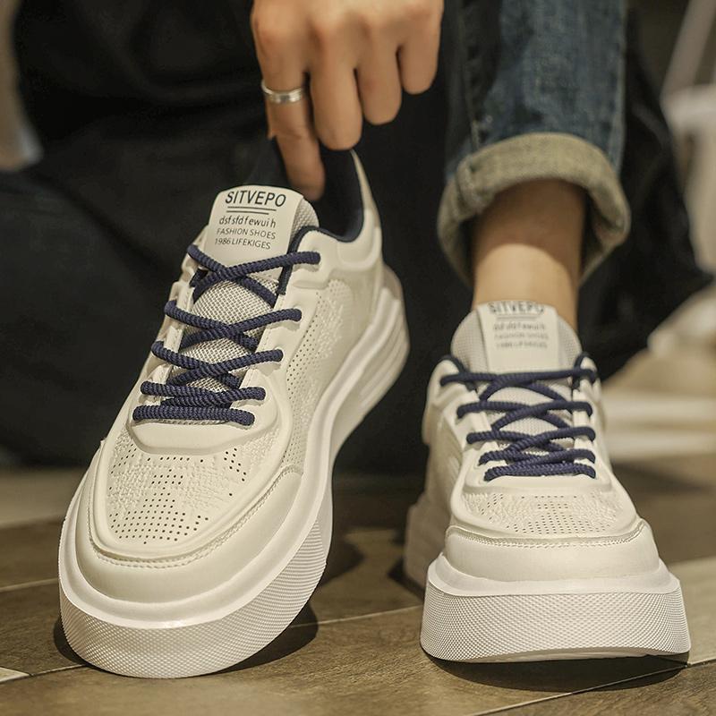 Men's Versatile Lightweight White Casual Sneakers - Spring 2025 Fashion Collection