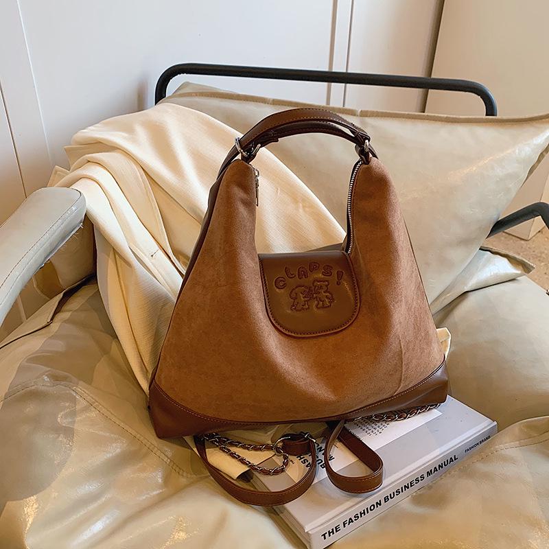 Vintage Suede Crossbody Tote – Versatile, Large-Capacity Shoulder Bag