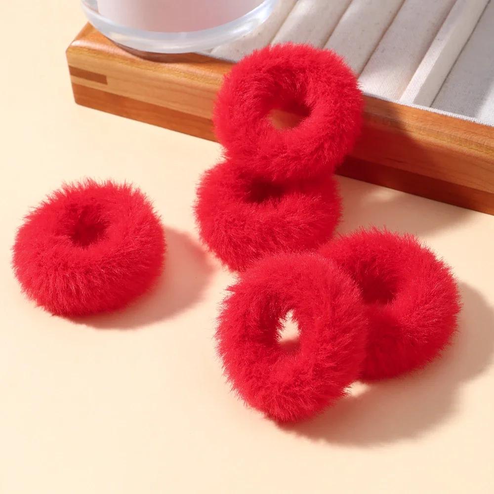 5/15 Stück/Los Baby Mädchen Plüsch Elastische Haarbänder Kleine Gummibänder für Kinder Süße Fellige Scrunchies Haargummis Haaraccessoires