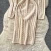 Autumn Winter Women Casual Full Sleeve Twist Knitted Sweater Short Pullover Sheath Dresses