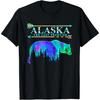 Alaskan Bear Northern Lights T-Shirt Men Casual Cotton Graphic Print Vacation Tee