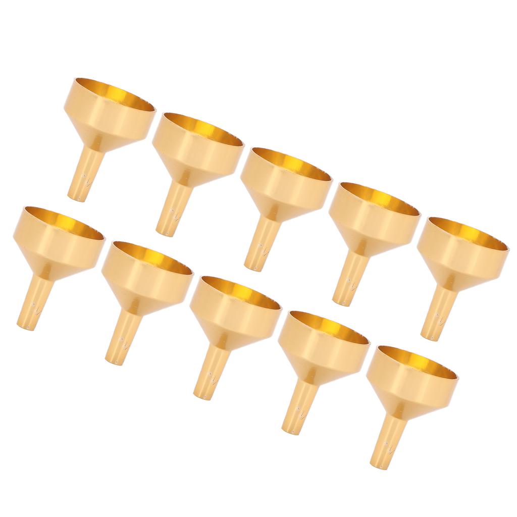 10pcs Metal Small Funnel Mini Aluminum Alloy Funnel for Filling Bottles and Transferring Cosmetics PerfumeGold