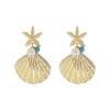 E11111 Personalized Beach Style Earrings Retro Exaggerated Metal Earrings Versatile Creative Shell Starfish Earrings