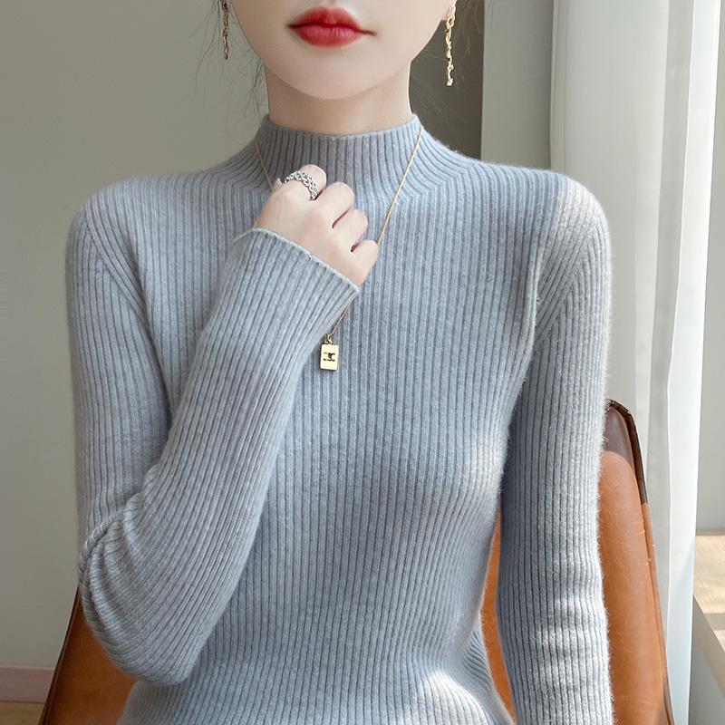 Autumn/Winter Women's Soft Semi-High Neck Sweater Shirt - Versatile, Slimming & Super Warm Knitwear