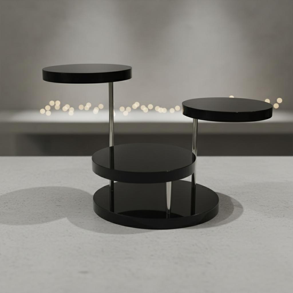 

3 Layers Selling Fashion Temperament High-grade Sense of Acrylic Jewelry Display Stand/Multi-layer Round Cake and Dessert Rack чорний