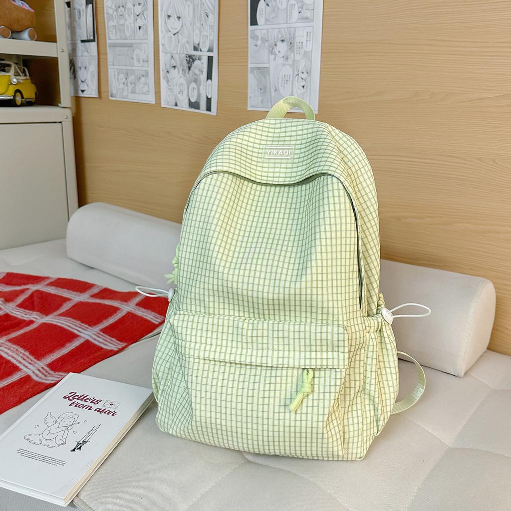 Schoolbag Korean Ins Mori Small Fresh and Sweet Wind Girl Plaid Small Backpack High Value Travel Lightweight Backpack