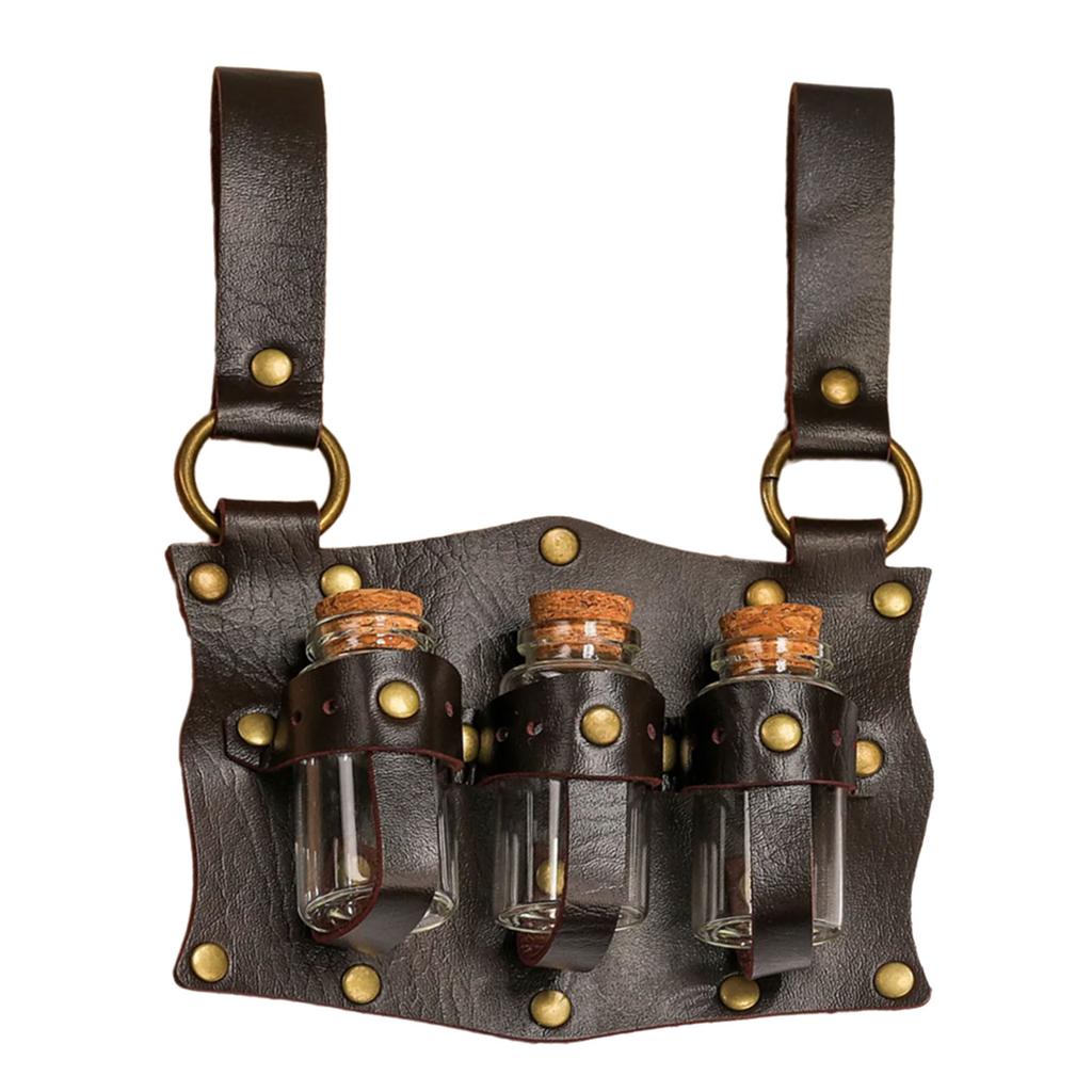 Medieval Potion Holder Cork Potion Bottle Cosplay Accessories Historical Belt for Renaissance and Fantasy Role Playing