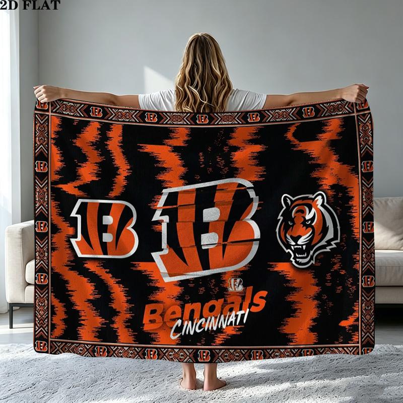 Cincinnati Bengals Print Flannel Blanket High Quality Warm Comfortable Cover for All Seasons Perfect for Gifts Home Decor