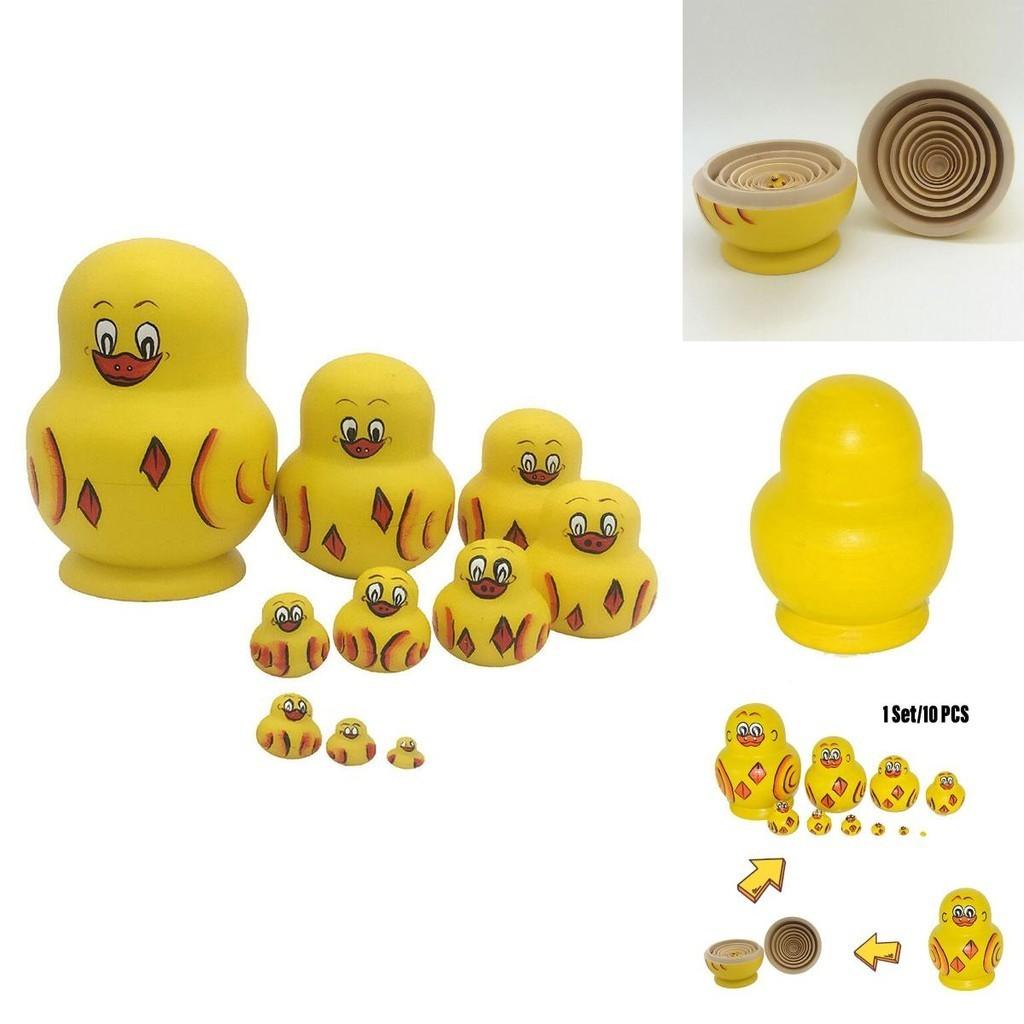Ten-layer Wooden Duck Nesting Dolls Handcrafted Home Decor Gift Toy Valentine's Day Decoration