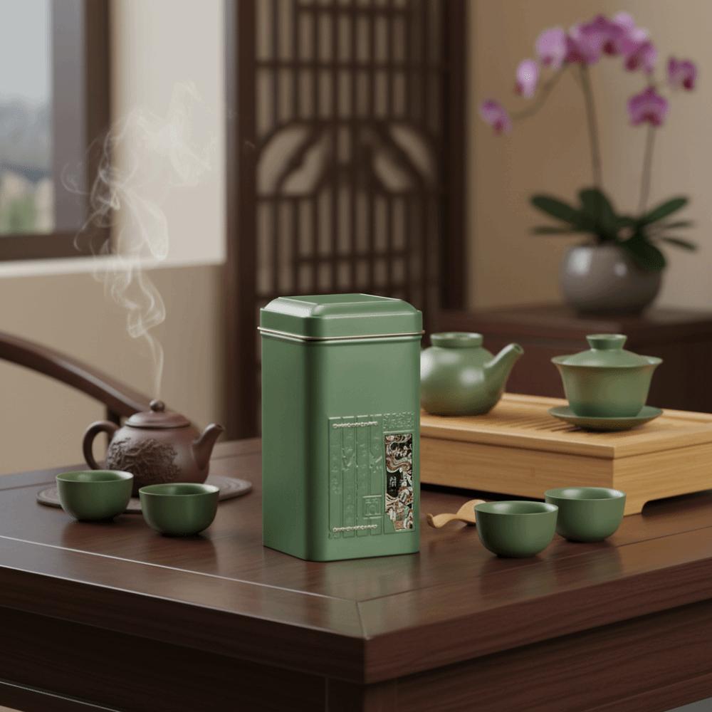Durable Square Tea Packaging Cans Retro Mini Tea Sealed Jar Metal Portable Tinplate Container Kitchen