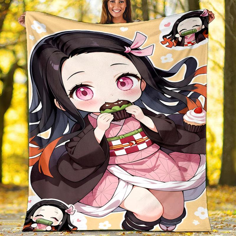 1pc nezouko5 Theme Blanket - Digital Print, Polyester, Cozy for All Seasons, Perfect for Outdoor, and Travel