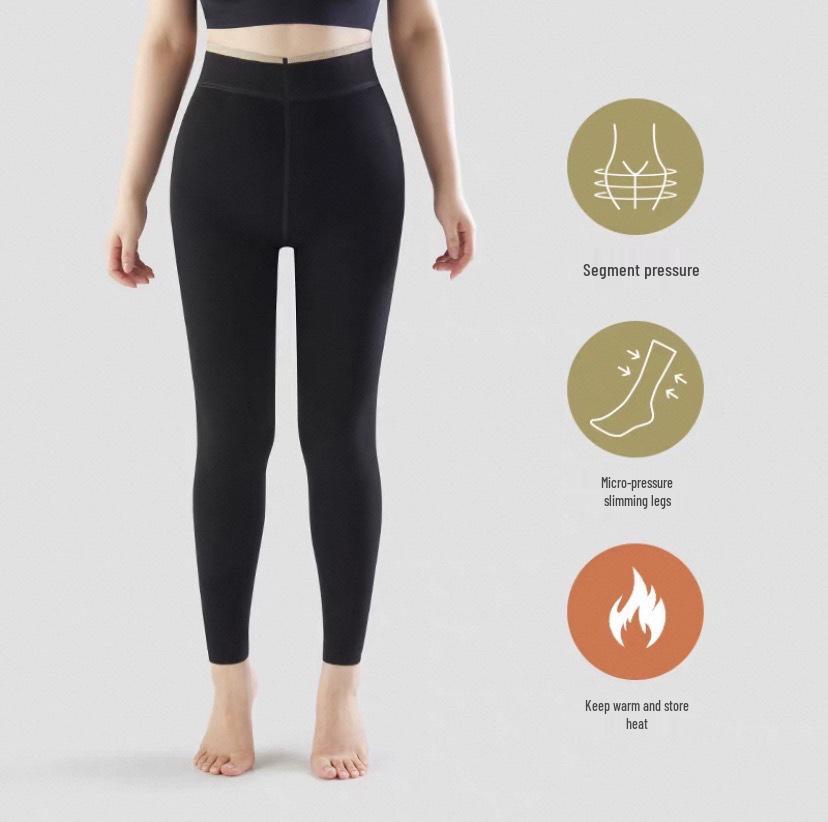 Plus Size Black Velvet Lined Slimming Elastic Leggings for Autumn/Winter